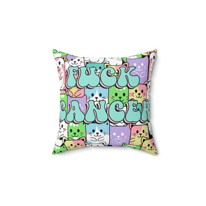 Cats Hate Cancer Square Pillow