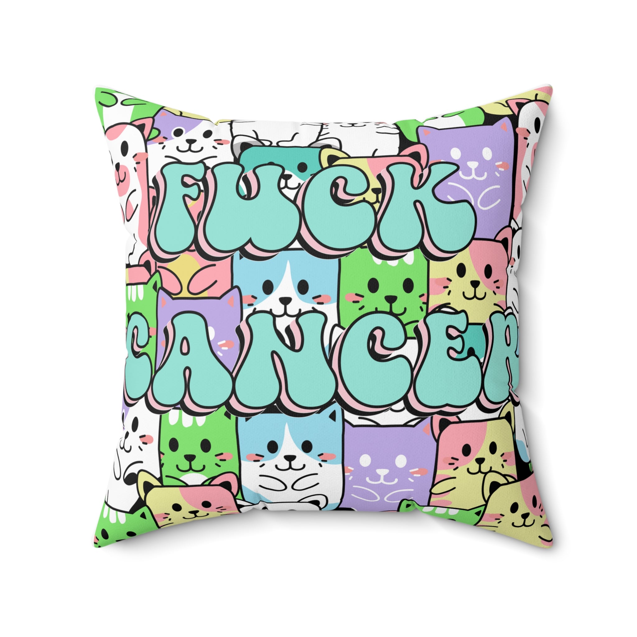 Cats Hate Cancer Square Pillow