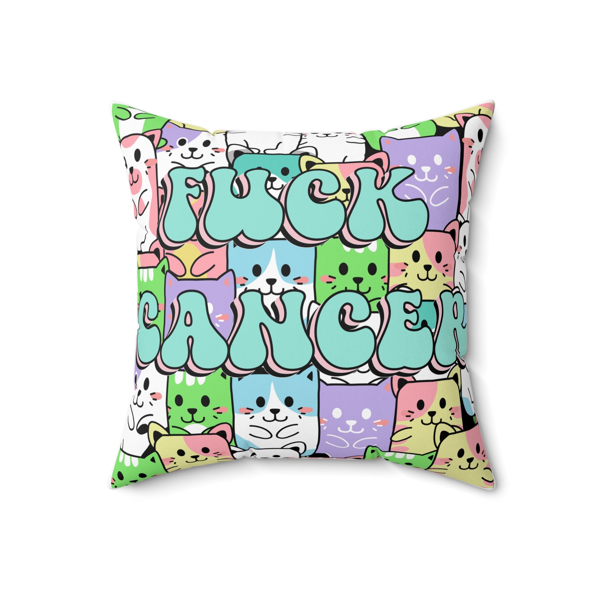 Cats Hate Cancer Square Pillow