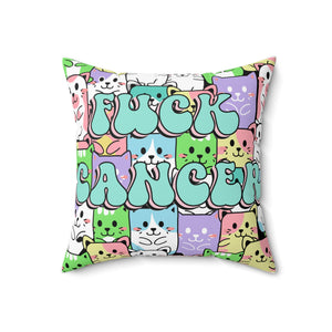 Cats Hate Cancer Square Pillow